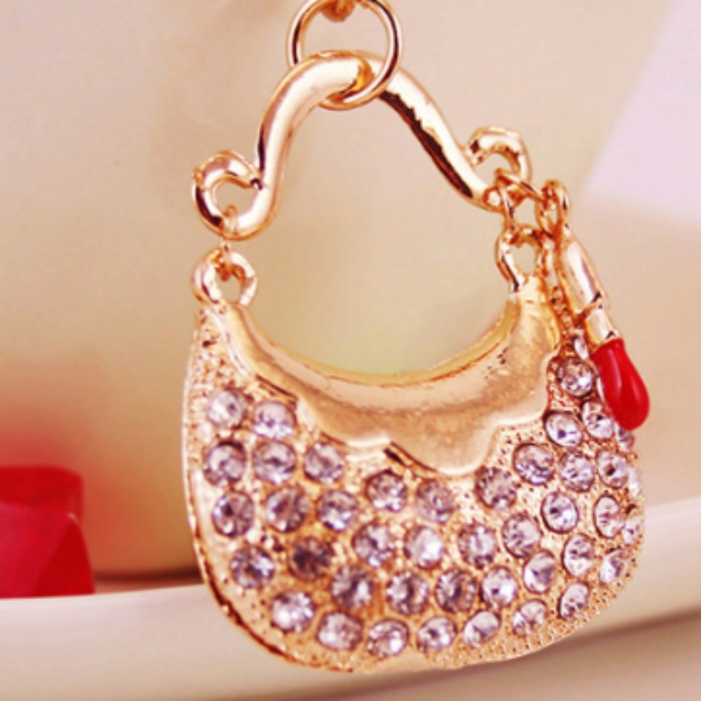 Betsey Johnson Crystal Handbag Necklace